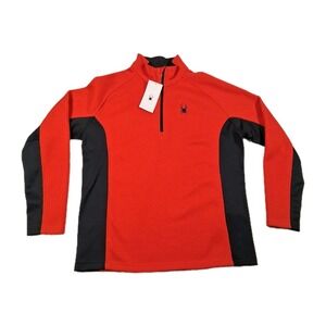 Spyder Men's Quarter Zip Outbound Sweater Size XXL‎ Volcano Red Midweight